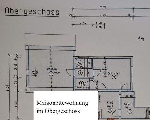 Grundriss Maisonettewohnung - Obergeschoss