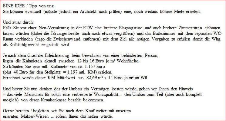 HINWEISE Expose Nr. 2 bez. Details zur höheren Mieten