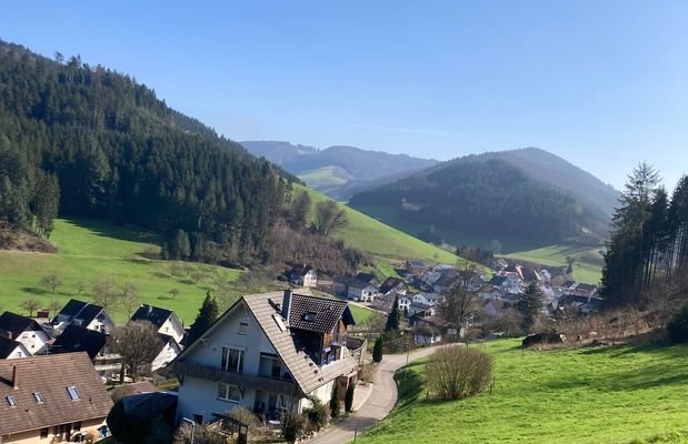 Herrliche Aussicht ins Tal und umliegende Berge