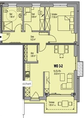 Grundriss Whg. 3, Haus II