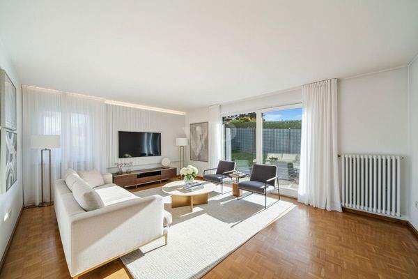 Wohnzimmer mit Zugang auf die Terrasse-Visualisierung