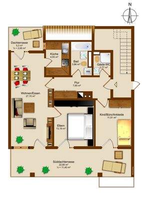 3-ZKB-Dachterrassenwohnung