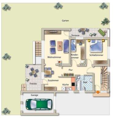 Grundriss EG Wohnung in 2 Format