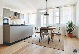 Wohnzimmer mit Kochbereich - Einrichtungsvorschlag KI-generiert