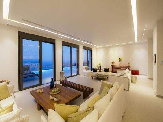 Kreta, Schisma Eloundas: Luxus-Villa mit herrlichem Blick auf Meer, Bucht und Insel zu verkaufen