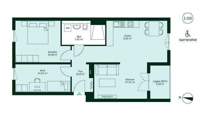 Grundriss der Eigentumswohnung WE166.
