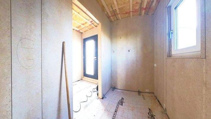 Blick in das zukünftige Duschbad im Erdgeschoss