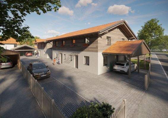 Gebäudeansicht / Zufahrt - Unverbindliche Darstellung aus Sicht des Illustrators 