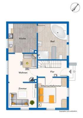 Grundriss Erdgeschoss mit Mustermöblierung