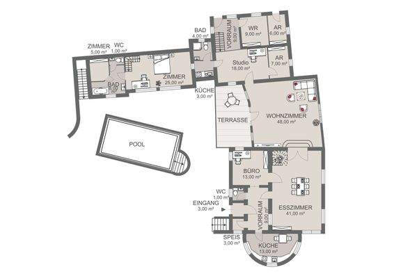 Gartenvilla Ergeschoss