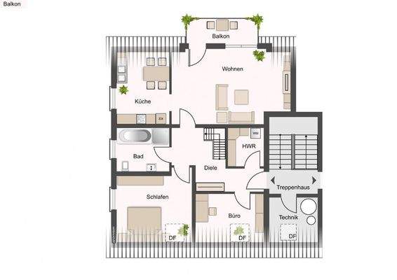 Grundriss Maisonette-Wohnung links