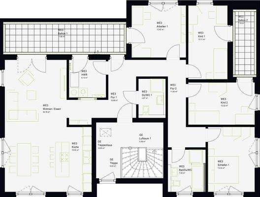 DG - Penthouse mit 2 Balkonen