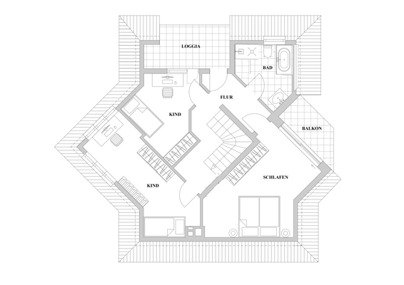 Grundriss 1. OG 3 Schlafzimmer