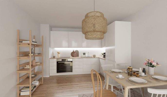 Die offene Wohnküche lädt zum gemeinsamen Kochen ein