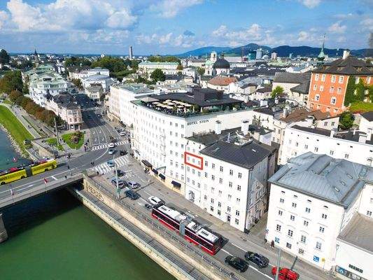 Luftbild mit eingezeichneter Wohnung