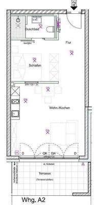 Grundriss A2 - 1,5 Zimmer offen