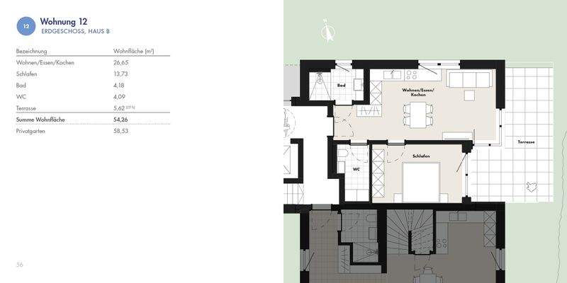 Grundriss und Wohnfläche Whg 12