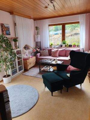 helles, gemütliches Wohnzimmer in EG-Wohnung