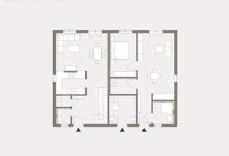 Generation 5V2 Aussenansicht mit möglichem Mustergrundriss Erdgeschoss