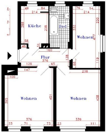 Schicke 3-Raum-Wohnung mit Balkon