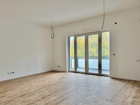 Wohn- / Ess- / Küchernbereich mit Zugang zum Balkon