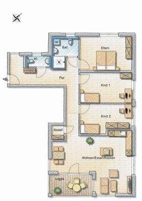 Grundriss mit Möblierungsidee