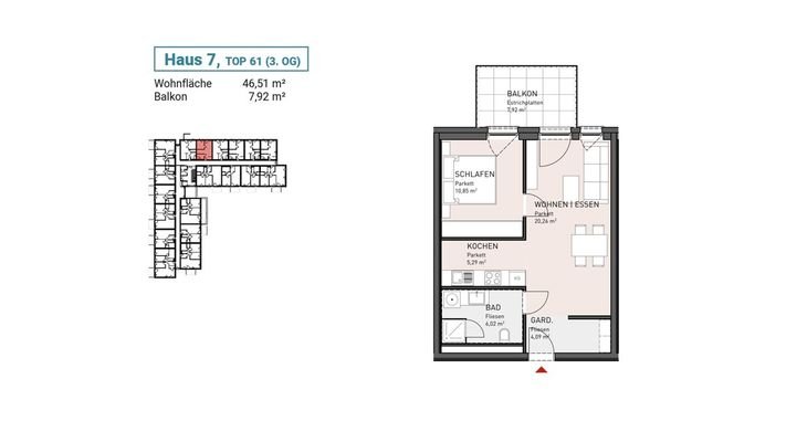 Haus 7, Top 61 (3. OG)