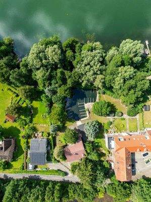 Luftbild vom Haus und Kleinem Küchensee