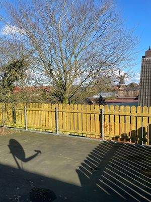 Dachterrasse mit Blick zur Mühle