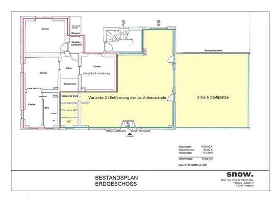 6 Plan Variante Leichtbauwände entfernt  Grundriss