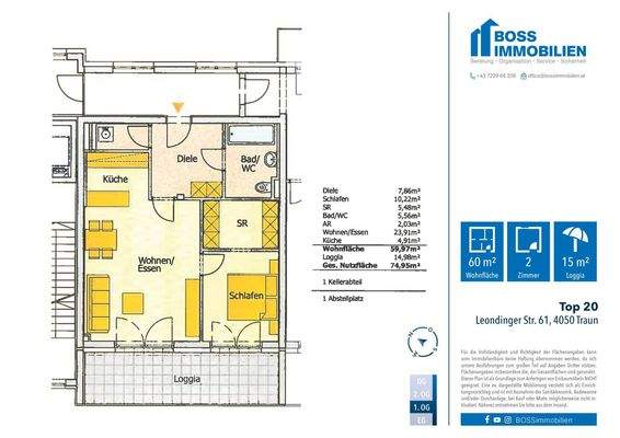 Grundriss Leondingerstraße 61 Top20