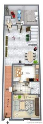 Grundriss-EG mit Atrium-3D