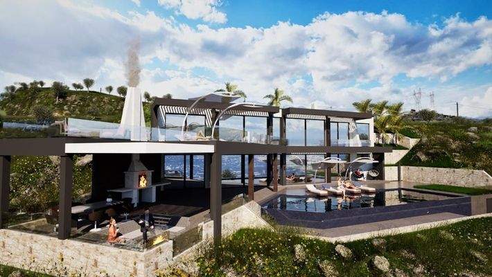 Kreta, Malaxa: Neubau-Projekt! Villa am Hang mit Panoramablick auf die Souda-Bucht zu verkaufen