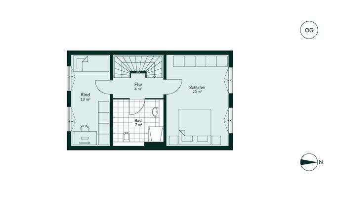 Komfortabler Grundriss im Obergeschoss
