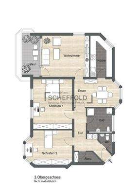 Grundriss 3. OG Variante 3,5 Zimmer