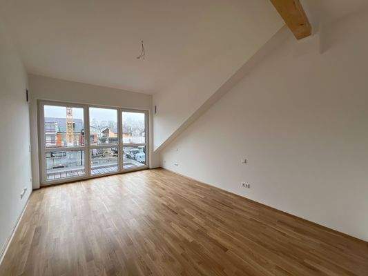 Schlafzimmer einer fertiggestellten Wohnung