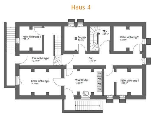Grundriss - Kellergeschoss - Haus 4