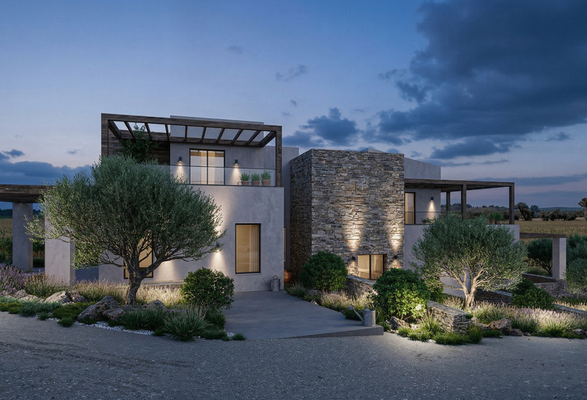 Kreta, Exantis: Neubau! Zwei luxuriöse Steinvillen mit privaten Pools zum Verkauf