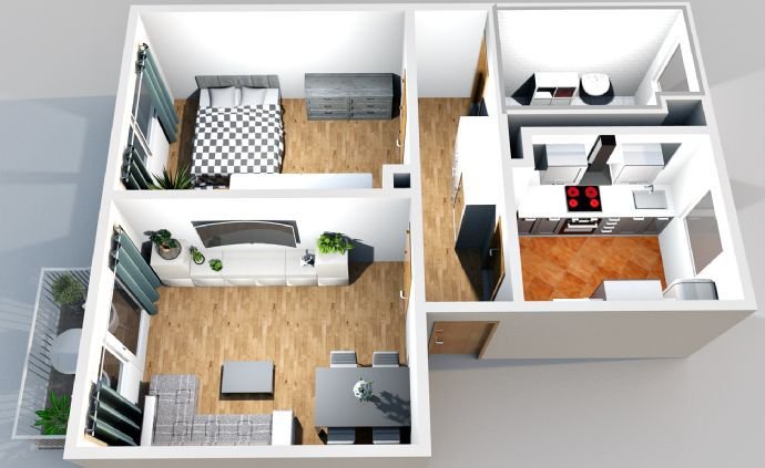 helle 2-Raum-Wohnung mit Balkon und