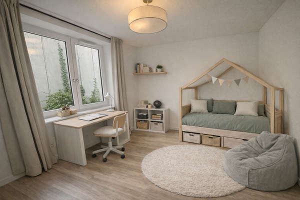 Kleineres Zimmer im Souterrain visualisiert