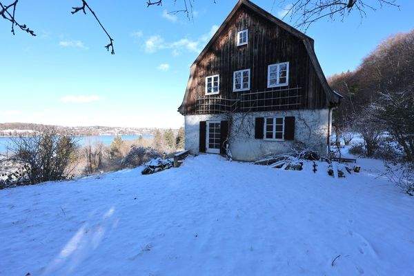 Bestand mit Seeblick