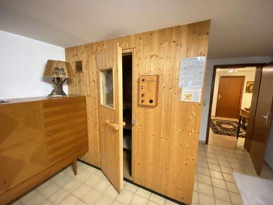 Die vorhandene Sauna im Kellergeschoss
