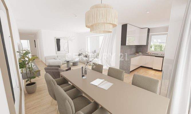 Wohn-, Ess- und Küchenbereich (visualisiert)