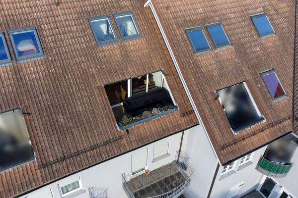 von oben mit Süd-Balkonloggia