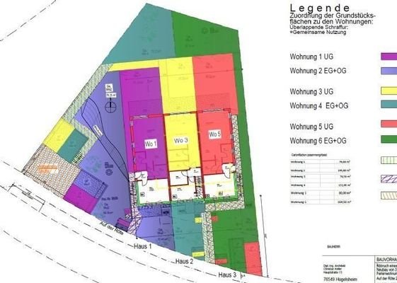 Zuordnung der Grundstücksflächen der Wohnung im EG