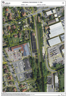Luftbildkarte mit Flurstücksnummern