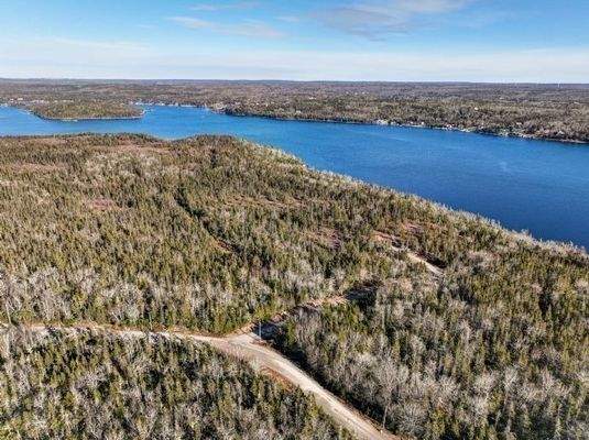 Drohnenaufnahme - Straße zum Land rechts
