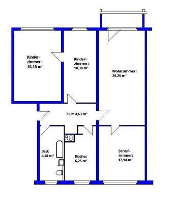 Die Aufteilung von ca. 73 m²