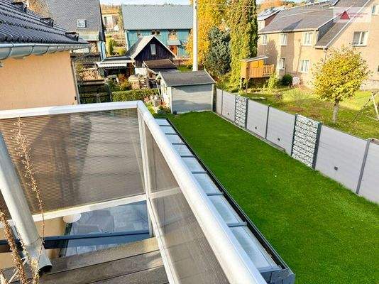 Sicht vom Balkon in den Garten