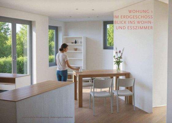 3D-Sicht ins Wohnzimmer der Wohnung